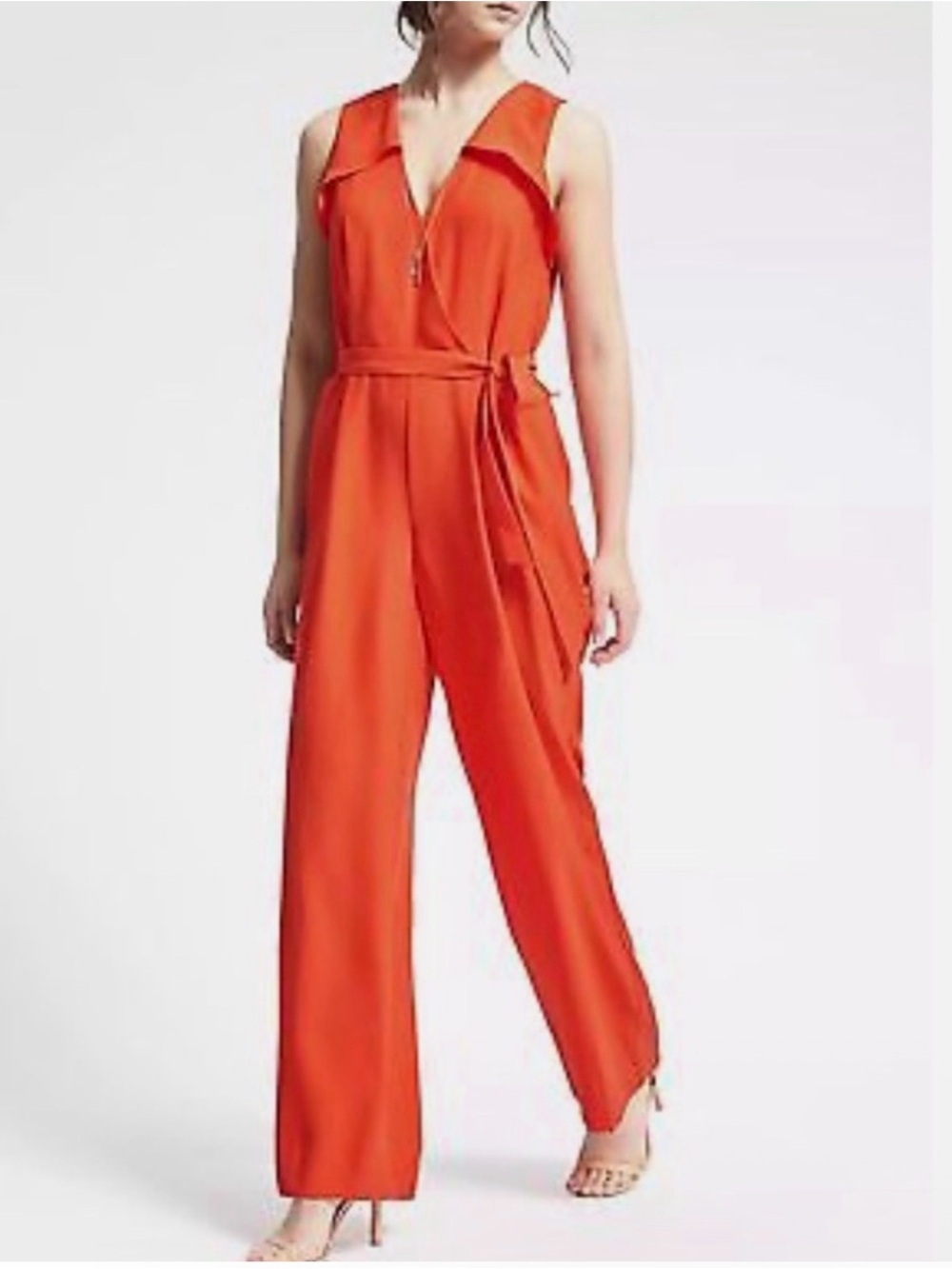 Sleeveless Orange Wrap Jumpsuit MISSING WAIST TIE